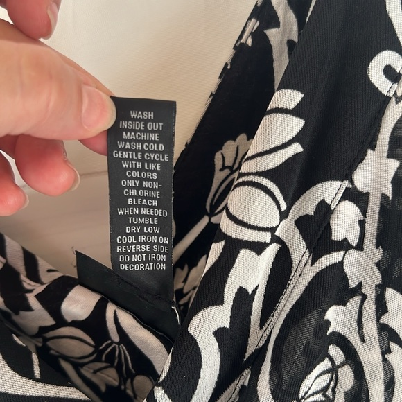 INC black and white dress flower design knee length 2x - Picture 4 of 7